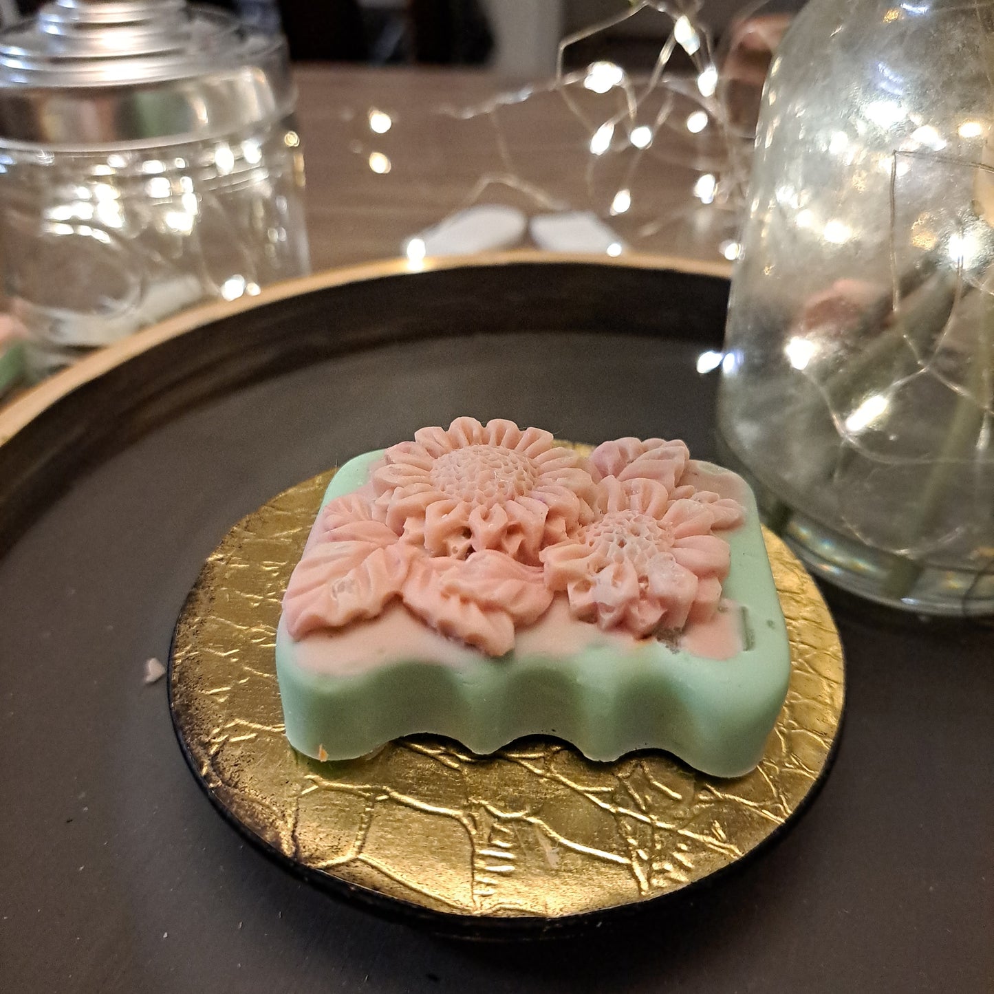 Sunflower soap pink & green