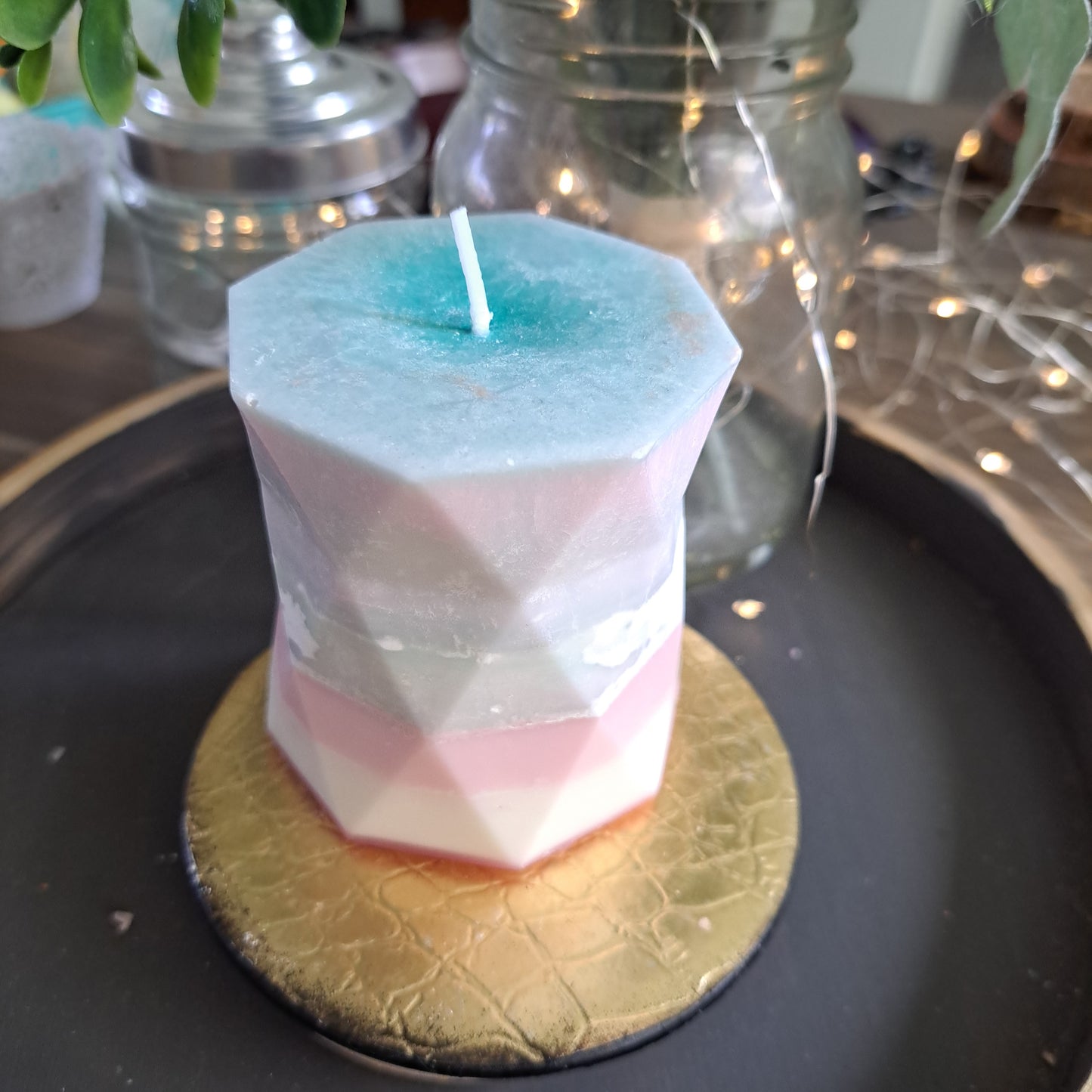 Multi-colored layered Soy Candle