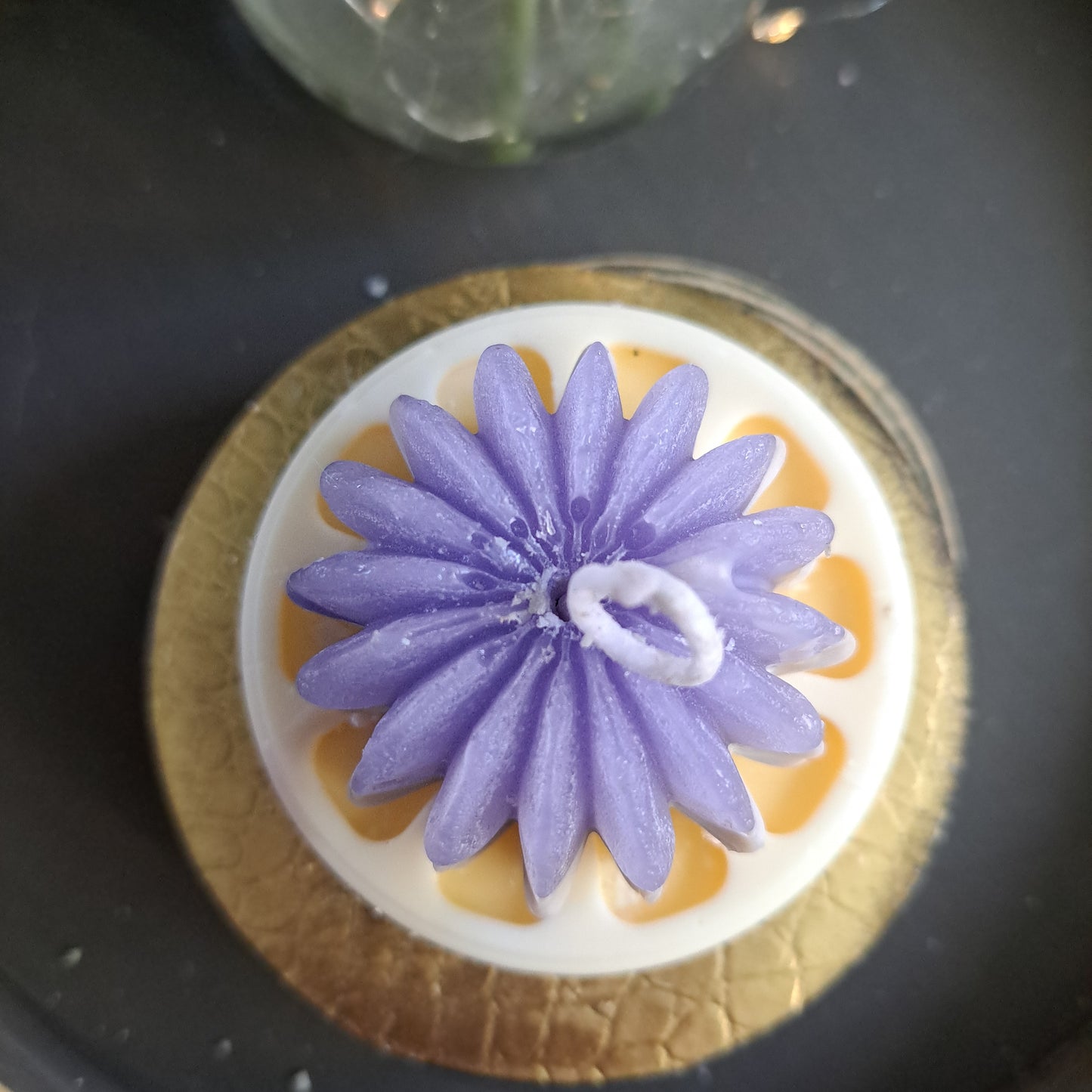 Purple Cactus soy candle on lemon slice