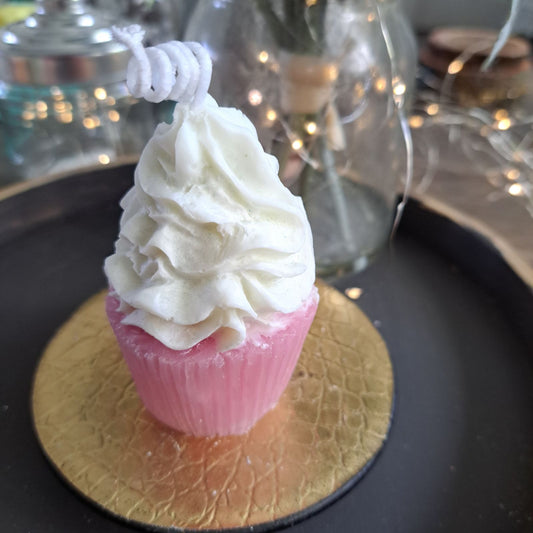 Cupcake soy candle pink and white