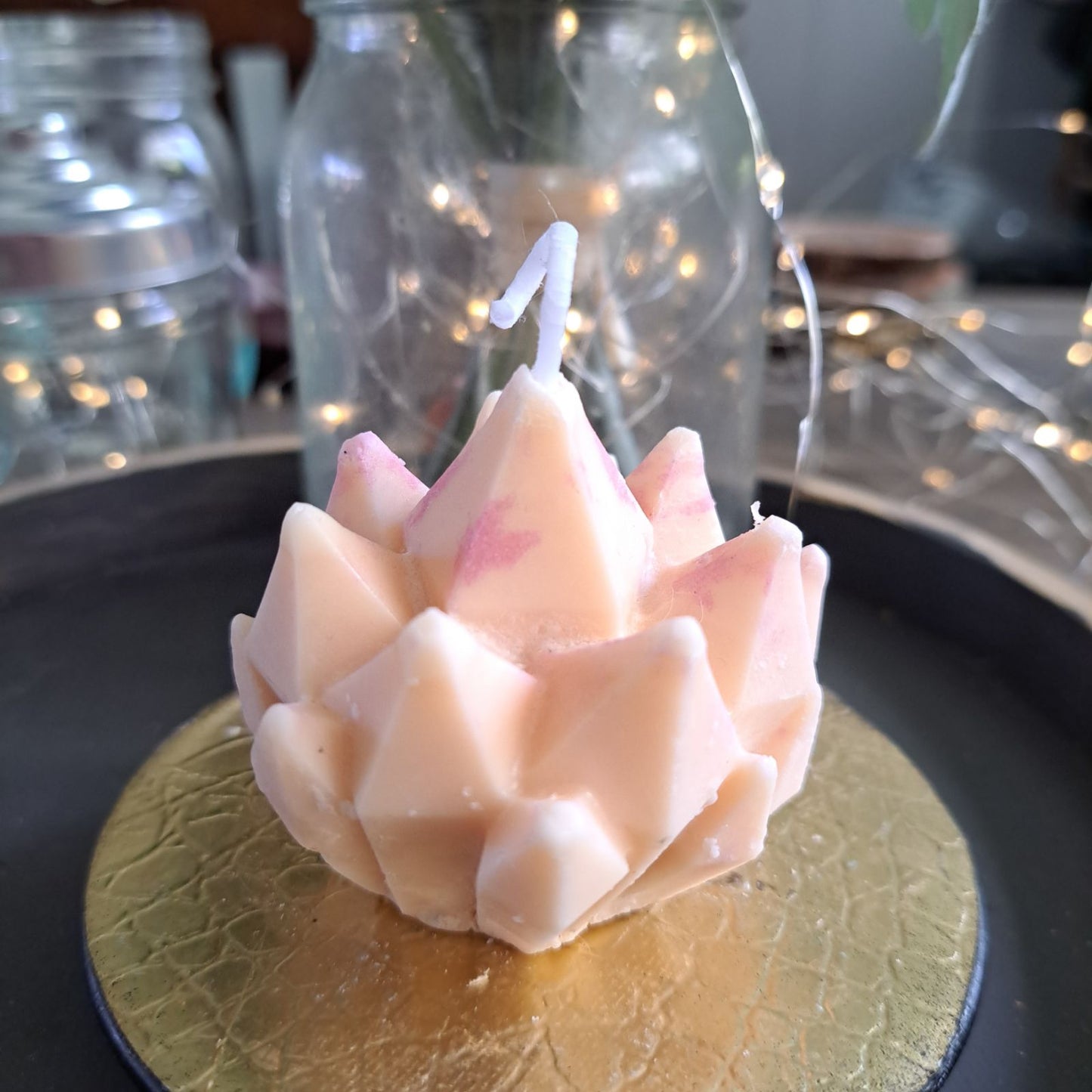 Light Pink crystal soy candle