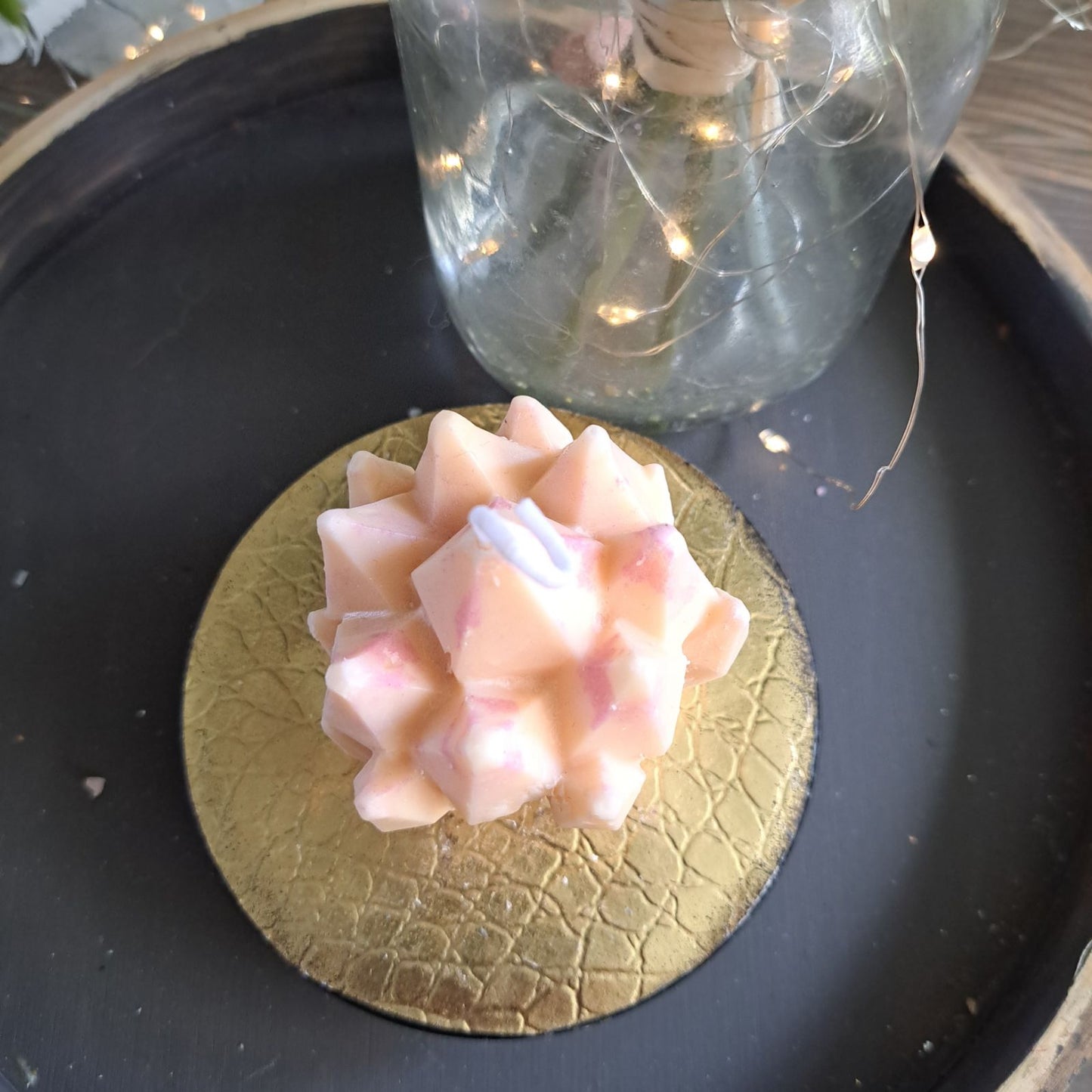 Light Pink crystal soy candle